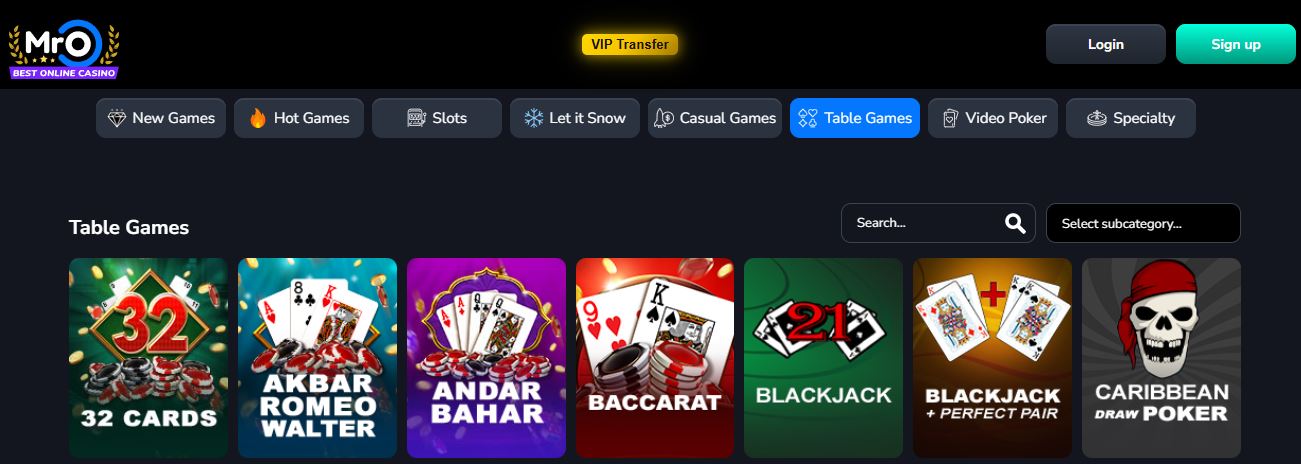 Visita la sezione giochi da tavolo e vinci al blackjack