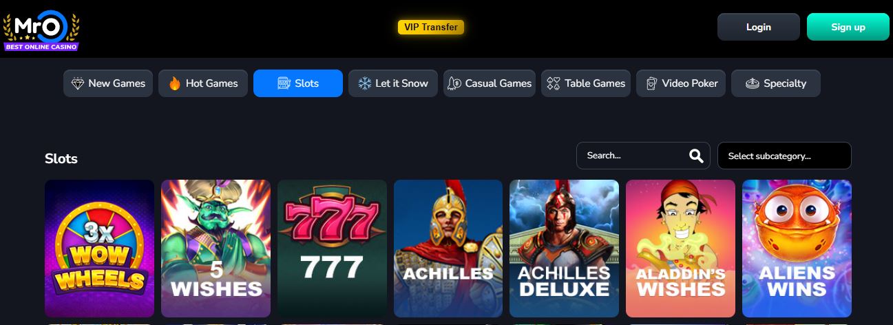 Cerca e gioca alle tue slot preferite su MrO